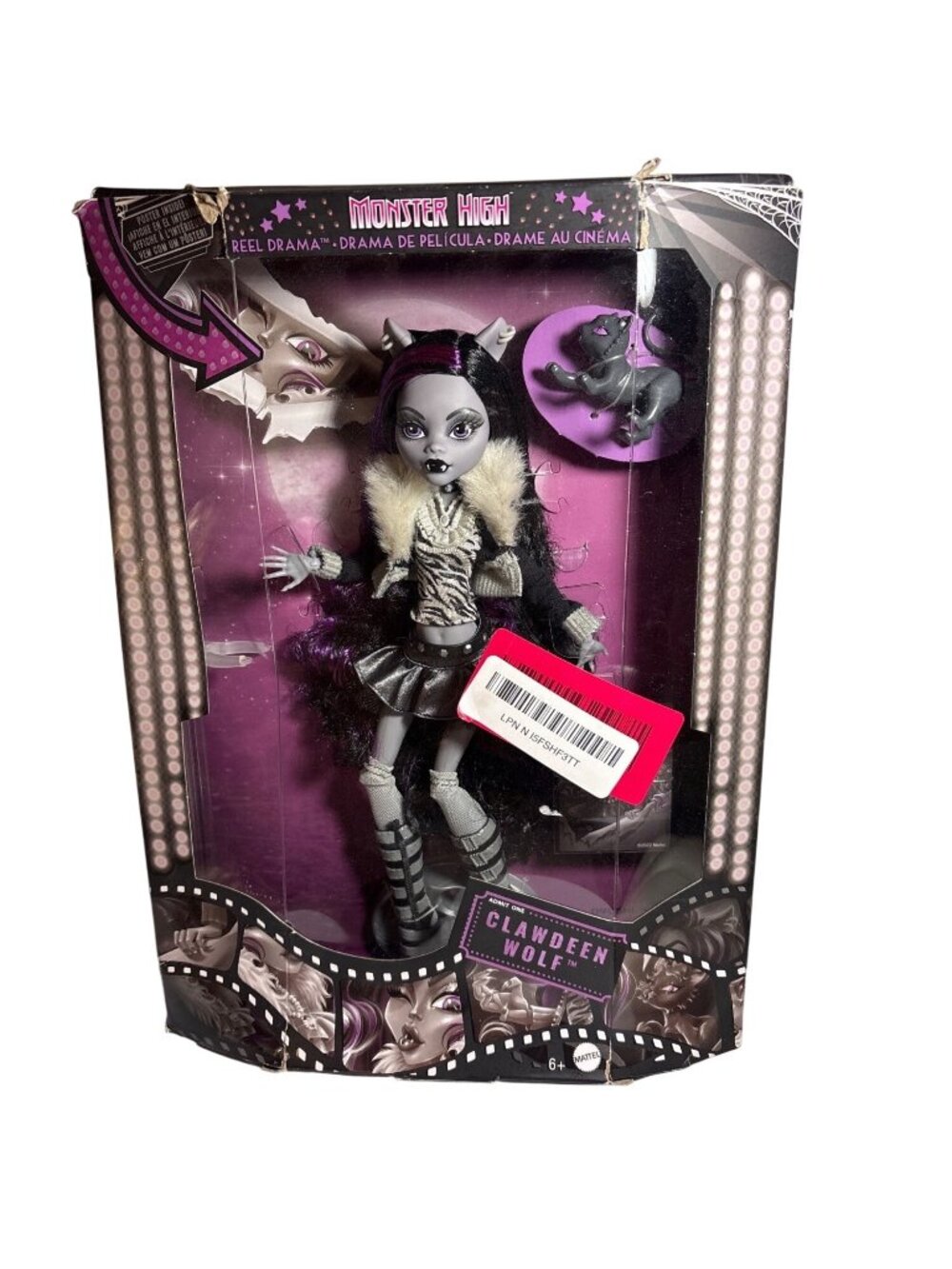 Monster High Reel Drama Clawdeen Wolf Doll Mattel New With Damaged Box